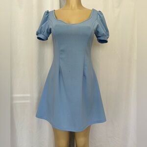 Baby Blue Puff Sleeve Mini Dress